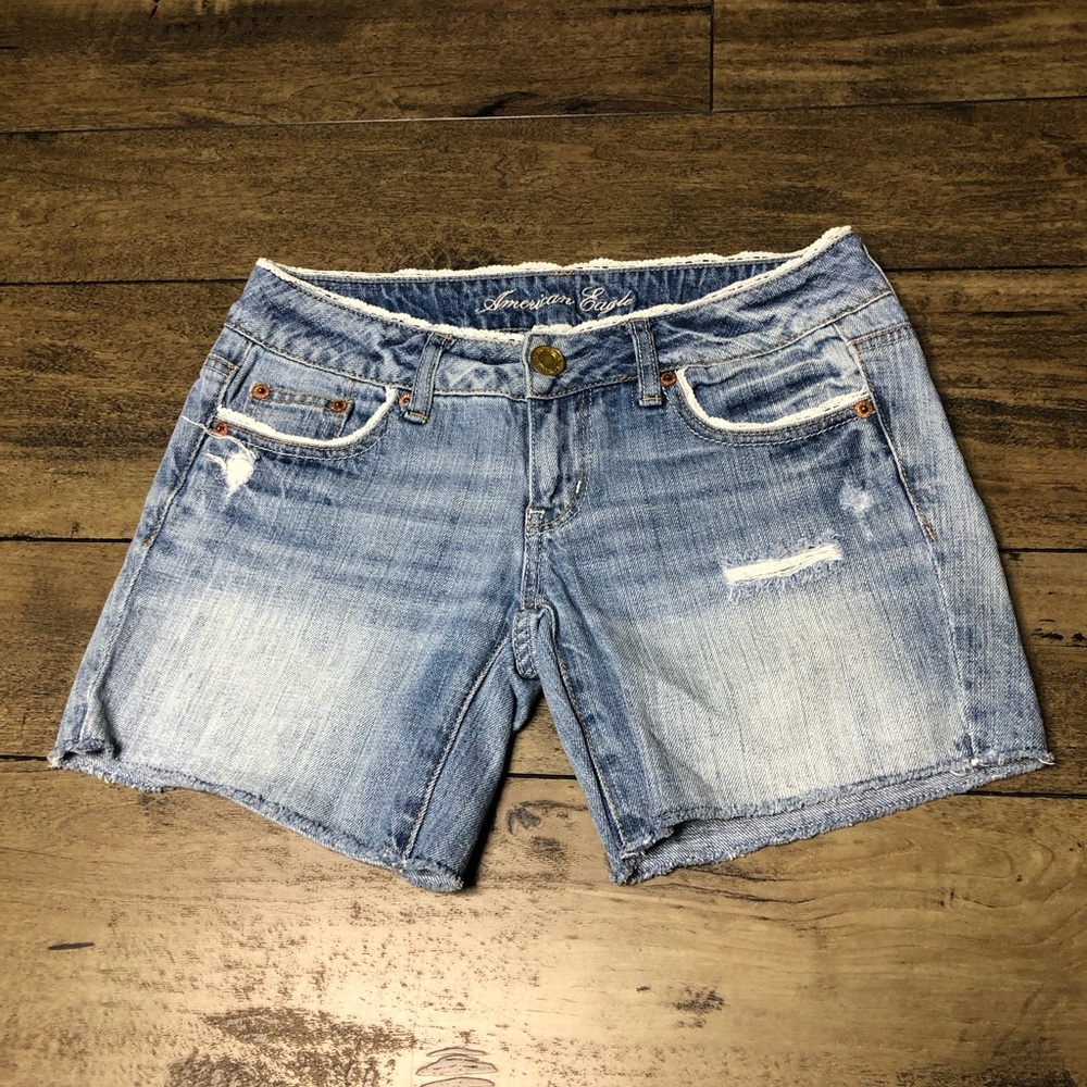 American Eagle Lace Trim Denim Shorts